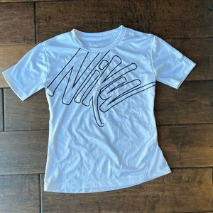 Nike Girls XSmall Dri-fit White Logo Top With Mesh Back Detail